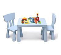 Costway Table Avec 2 Chaises Pour Enfants 1-7 Ans, Dossier Ergonomique Hauteur Scientifique Pour Manger Dessiner Écrire, Bleu Multicolore