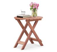 COSTWAY Table Basse Pliante de Jardin en Bois - Plateau à Lattes, Structure en Forme de X - Table d‘Extérieure Ronde - Patio