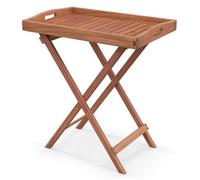 COSTWAY Table Basse Pliante de Jardin - Plateau Amovible, Conception à Lattes - Table d‘Extérieure Rectangulaire - Patio Piscine