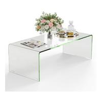 CostwayTable Basse Rectangulaire en Verre Trempé 108x50x35 CM Table de Salon en Forme de U avec Bords Arrondis Lisses Charge 30KG