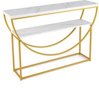 COSTWAY Table console à 2 étages, table console étroite pour l'entrée, table avec cadre métallique lourd, table basse extra longue