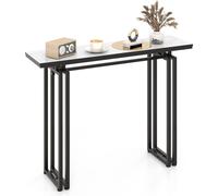 COSTWAY Table console aspect marbre, table d'appoint étroite avec cadre métallique, sécurité anti-basculement & repose-pieds réglables, table d'entrée table moderne pour salon, entrée, 110 x 30 x 81 c