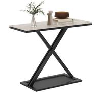 COSTWAY Table console avec plateau en marbre artificiel, table basse avec cadre métallique, élégante table de foyer avec piétement en X