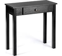 COSTWAY Table console avec tiroir, table d'entrée étroite, table d'appoint industrielle en bois, table de couloir pour entrée, salon, chambre à coucher, 71 x 30 x 71cm (Noir)