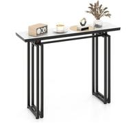 Costway Table Console, Effet Marbre - 110 X 30 X 81 Cm, Meuble D'entrée De Style Scandinave Cadre En Métal Noir Blanc