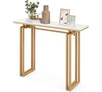 COSTWAY table console JV10991GD, aspect marbre, table étroite avec structure en métal, base réglable, moderne, 110 x 30 x 81 cm - B