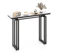 COSTWAY Table Console, Meuble d'Entrée en Faux Marbre, Cadre en Métal, Kit Anti-Basculement Inclus, pour Entrée, Couloir, Salon, 110 x 30 x 81 cm (Noir)