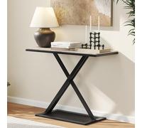 COSTWAY Table Console Pierre, 100 x 40 x 77,5 CM, Plateau Roche, Cadre en Métal, Design Géométrique, pour Salon, Couloir, Entrée