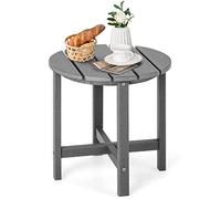 COSTWAY Table d’Appoint Extérieure en HDPE Résistante aux Intempéries Charge 100KG, Table Basse de Jardin Ronde Design Adirondack, pour Patio Terrasse Cour 46 x 46 cm, Gris
