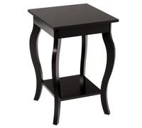 Costway Table D'appoint 2 Niveaux, Bout De Canapé Carrée Avec Patins Antidérapants Pour Chambre, Salon, 40 X 40 X 60 Cm, Café Noir