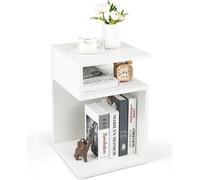 COSTWAY Table d'appoint en bois, 3 niveaux table basse, table de nuit blanche, moderne, pour le salon et la chambre à coucher, 33 x 33 x 50 cm