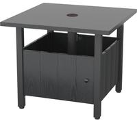 COSTWAY Table d'appoint Outdoor résistante aux intempéries, table de jardin en métal avec trou pour parasol & 2 sacs de sable, petite table de balcon, table basse 55,5x55,5x48cm