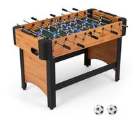 COSTWAY Table de Baby-Foot avec 22 Joueurs et 2 Ballons, Table de Jeu avec Pieds Réglables et Marqueur Manuel, Jouet d'arcade pour 2-4 Adultes Enfants pour Fête Bar, 119x108x79cm (Naturel)