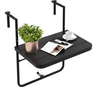 COSTWAY Table de balcon à suspendre, table de balcon pliante avec hauteur réglable sur 3 niveaux, table pliante suspendue résistante aux intempéries, pour balustrade de balcon, 60 x 40 cm, anthracite
