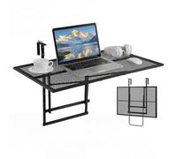 COSTWAY Table de Balcon Suspendue Pliable Hauteur Réglable 5 Positions