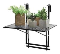 COSTWAY Table de Balcon Suspendue Rabattable Hauteur Réglable sur 5 Niveaux Anti-rouille Noir pour Balcon,Jardin