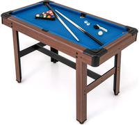 COSTWAY Table de billard, Table de billard en bois avec accessoires, Table de billard avec 2 queues, 2 craies & triangle & brosse Jeu de billard de table 122x61x76cm