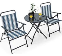 COSTWAY Table de bistrot avec 2 chaises, set de balcon pliable, ensemble de meubles de jardin 3 pièces, ensemble de sièges Ensemble de meubles de balcon Salon de jardin pour jardin, cour, balcon