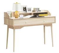 COSTWAY Table de Bureau Informatique avec 2 Tiroirs, Secrétaire Table pour Salon, Bureau, Chambre, 120 x 50 cm (Naturel)