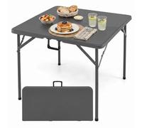 COSTWAY Table de Camping Pliable pour 4 Personnes, 86 x 86 x 75 cm (Gris) | Table Pique-Nique Pliante Carrée Intérieure Extérieure avec Poignée de Transport pour Jardin Blacon Cuisine, Charge 180kg