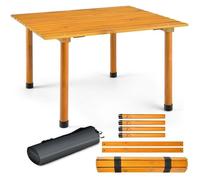 COSTWAY Table de Camping Pliante en Bois de Sapin - 69x69x42 CM - Sac de Transport Plateau Enroulable - Plage Pêche Pique-nique