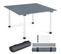 CostwayTable de Camping Pliante en Bois de Sapin 69x69x42 CM Sac de Transport Plateau Enroulable Plage Pêche Pique-nique Gris