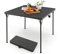 COSTWAY Table de Camping Pliante, Table à Manger Portable avec Poignée pour Extérieur avec Plateau en HDPE Résistant aux Intempéries et Cadre en Métal Antirouille (Gris)