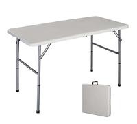 COSTWAY Table de Camping Table Pliante Transportable en Plastique et Acier Robuste Table de Jardin 122 x 61 x 72 cm Blanche