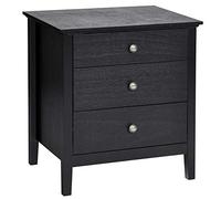 COSTWAY Table de Chevet avec 3 tiroirs, Table de Chevet, Table de Chevet, Table de Chevet, Table de Chevet, Table de Chevet, Table d'appoint (Noir)