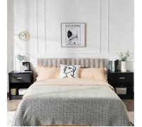 COSTWAY Table de Chevet avec Tiroir de Rangement, 45 x 42,5 x 55 cm, 4 x Tapis Antidérapants, poignées en métal, coulisses, Noir