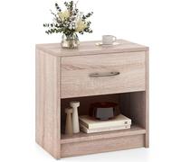 COSTWAY Table de Chevet avec tiroir - Petite Table d'appoint avec Compartiment Ouvert - Table Basse - Table de Chevet pour Chambre à Coucher, Salon - 38,5 x 28 x 40,5 cm - Naturel