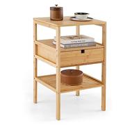 COSTWAY Table de Chevet en Bambou, Table de Nuit avec Tiroir et 3 Étagères, Chevet de Lit pour Chambre Adulte, Table d'Appoint Naturel, Bout de Canapé pour Salon, Masion, 40 x 40 x 68 cm (1)
