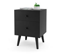 COSTWAY Table de Chevet en Bois avec 2 tiroirs, Table d'appoint, lit à sommier tapissier, Table de Chevet pour Salon, Chambre à Coucher (Noir)