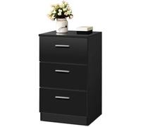 COSTWAY Table de Chevet Haut pour Lit à Ressorts avec 3 Tiroirs de Rangement 35 x 38 x 67 CM Forme Simple et Contemporain Noir