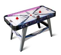 COSTWAY Table de Hockey à Air avec Marqueur Électronique LED & Ventilateur 12V, Table de Jeu d'Arcade avec Bande Lumineuse & Coussinets de Pieds Réglables, Air Hockey pour Adultes Enfants