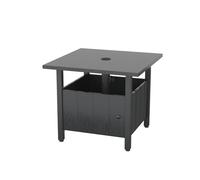 COSTWAY Table de Jardin Carrée avec Trou pour Parasol 4,8 CM, Table d'Appoint Extérieure Aspect Bois avec 2 SCS de Sable, pour Jardin Terrasse Bord de Piscine, Noir