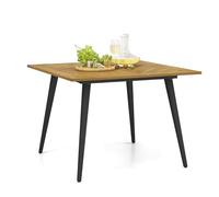 COSTWAY Table de Jardin en Bois d'Acacia pour 4 Personnes, Table de Salle à Manger d'Extérieur Carrée de 107 x 107 cm avec Trou pour Parasol 5 cm, pour Terrasse Jardin, Naturel