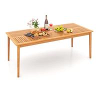 COSTWAY Table de Jardin en Bois d'Acacia pour 8 Personnes, Table de Salle à Manger d'Extérieur Rectangulaire de 200 x 90 cm avec Trou pour Parasol 5 cm, pour Terrasse Jardin, Naturel