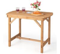 COSTWAY Table de Jardin Extérieure en Bois de Sapin avec Trou de Parapluie 4CM pour 4-6 Personnes 100 x 60 x 75 cm Charge 180KG
