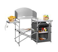 Costway Table De Jardin Pliable Avec Rangement Pare-Vent, Sac De Transport, Table À Gril Portable Pour Camping Pique-Nique Fête Bbq Multicolore