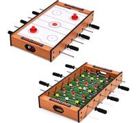 COSTWAY Table de jeu 2 en 1, table de jeu multifonctionnelle en bois, table multi-jeux, table de hockey aérien et baby-foot, parfaite pour les salles de jeux, les bars, les fêtes, pour adultes et enfa