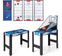 COSTWAY Table de jeu combinée 6 en 1, table multi-jeux de basket, billard, ping-pong, hockey, jeu de palets & bowling pour enfants et adultes