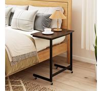 COSTWAY Table de Lit a Roulette 60 x 40 cm, Bureau Mobile pour Ordinateur Portable, Fente pour Tablette, Large Tableau, Cadre Métallique, Table d'Appoint pour Lit Médical Chambre (60 x 40 x 66 cm)