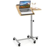 COSTWAY Table de Lit a Roulette pour Ordinateur Portable, 60 x 40 cm, Bureau Debout Tablette et Hauteur Réglable, Table d'Appoint Canapé en Forme de C, pour Hôpital, Handicapés, Manger