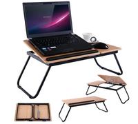 COSTWAY Table de Lit Pliable, pour Ordinateur Portable Angle Ajustable en 4 Positions en Bois pour Lecture,Travail, 62x33x23CM, Noir