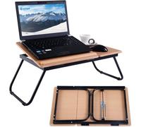 COSTWAY Table de Lit Pliable, pour Ordinateur Portable Angle Ajustable en 4 Positions en Bois pour Lecture,Travail, 55x32x23CM