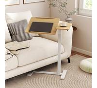 COSTWAY Table de Lit pour Ordinateur Portable, Table Roulante pour Lit Réglable en Hauteur, Plateau Inclinable, Arrêts de Bord, Bout de Canape en Forme de C, pour Chambre, Salon, Hôpital
