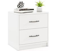 COSTWAY Table de nuit avec 2 tiroirs, petite table d'appoint, table de nuit, table basse, commode de nuit, console de nuit 38,5x28x39cm blanc