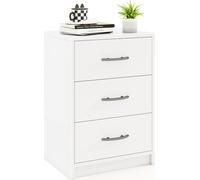COSTWAY Table de nuit avec 3 tiroirs, table de nuit pour boxspring, table d'appoint, table de canapé, commode de nuit, console de nuit 38,5x28x54cm blanc