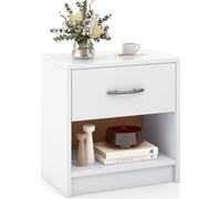 COSTWAY Table de nuit avec tiroir & compartiment ouvert, petite table d'appoint, table de salon, table de nuit, console de chevet 38,5x28x40,5cm blanc